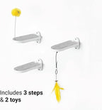 SVD.PET (3-PACK Cat Wall Steps, Cat Climbing Stairs with Replaceable Felt Pad, Cat Climbing Shelves for Wall Mounted with Cat Toy, Cat wall furniture for Kitten, Medium and Large Cats (White)