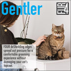 FUR4 deShedding Cat Brush for Long Hair Cats – Pet Hair Brush with 4 Carbon Fiber Edges – deShedding Tool Removes Loose Fur – Gentle & Effective Cat Grooming Brush for Shedding