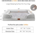 Comfort Expression Cooling Dog Bed, Orthopedic Memory Foam Dog Bed, Jumbo Beds for Extra Large Dogs, Large Breed Dogs Beds Waterproof with Bolster & Removable Cover(Jumbo,Light Grey)