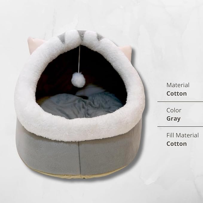 Cat Beds for Indoor Cats, Modern Cat Bed Cave with Cover and Soft Removable Pillow, Calming Pet Bed with non-slip bottom