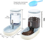 Meikuler Automatic Dog Cat Feeder and Water Dispenser Set,Waterer and Gravity Food Feeder for Small & Medium Dogs Cats Puppies,Large Capacity 1 Gallon x 2 (Grey)