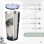 Dujiea 20oz Tumbler With Lid And Straw, Foggy Mountains And Trees Vacuum Insulated Iced Coffee Mug Reusable Travel Cup Stainless Steel Water Bottle