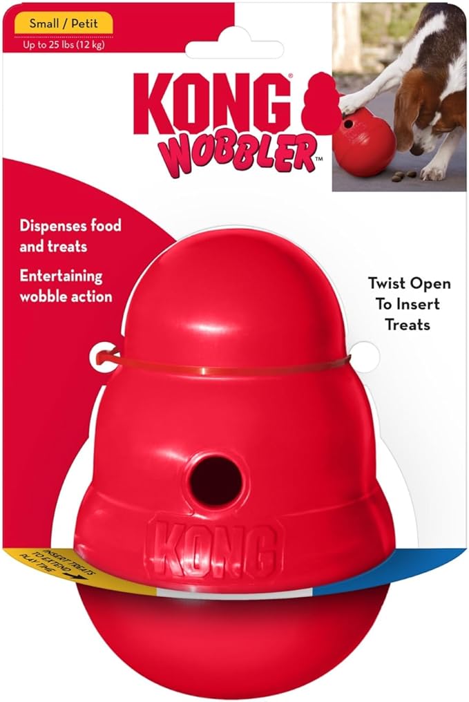 KONG Wobbler - Interactive Dog Toy for Treat Dispensing - Dog Slow Feeder for Healthy Eating - for Medium/Small Dogs