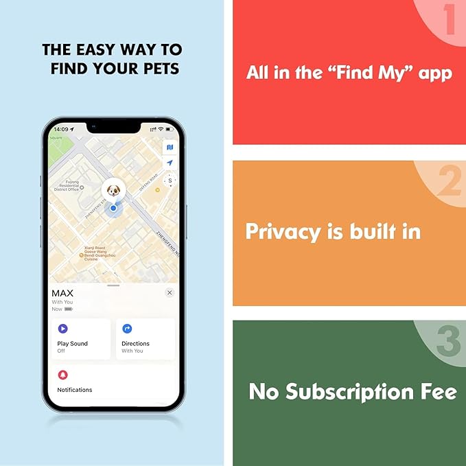 GPS Tracker for Dogs, 2 in 1 Pet Tracking Smart Collar (Only iOS), No Monthly Fee GPS Tracker Dog Collar, Real-time Location Comfortable PU Tracker Tag for Small, Medium Large Dogs(Locator Included)
