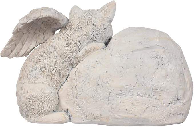 Personalized Cat Angel Memorial Garden Statue- Engraved Pet Cat Grave Marker Stone -Customizable Pet Memorial Gift with Any Word.