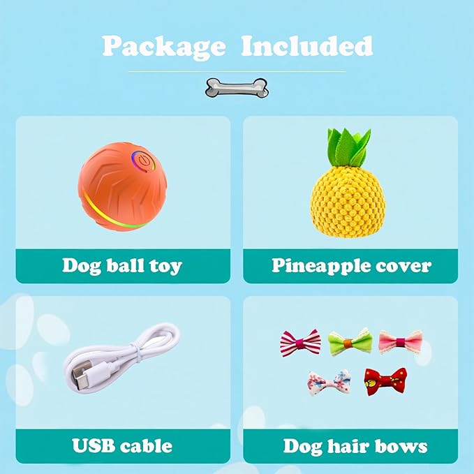 Interactive Dog Toys Dog balls, Automatic Moving Bouncing Rotating Interactive Dog Ball, Durable Motion Activated Automatic Rolling Ball Toys for Puppy Small Medium Large Dogs, Anti Boredom Dog Toys