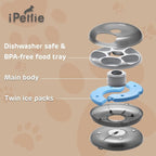 iPettie Donut Frost 6 Meal Cordless Automatic Pet Feeder, Dry & Wet Food Automatic Cat Feeder with Two Ice Packs, Rechargeable Massive Battery, Programmable Timer, Holds 6 x ½ lb. of Food