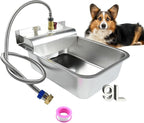 Small Automatic Dog Water Dispenser, 9L Stainless Steel Dog Water Bowl for Outdoor, for Puppies, Kittens, Lambs,Chickens, Livestock,Anti Tip, Fits GHT 3/4'' Faucet