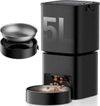 Automatic Cat Feeder, 5L/21 Cup Timed Automatic Pet Feeder, Dual Power Auto Dog Feeders, Pet Dry Food Dispenser for Cats & Small Dogs, 1-10 Meal Programmable 1-15 Portion Control Cat Feeder(Not WiFi)