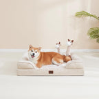 EHEYCIGA Orthopedic Dog Bed for Small Dogs, Waterproof Memory Foam Small Dog Beds with Sides, Non-Slip Bottom and Egg-Crate Foam Medium Pet Couch Bed with Washable Removable Cover, Beige