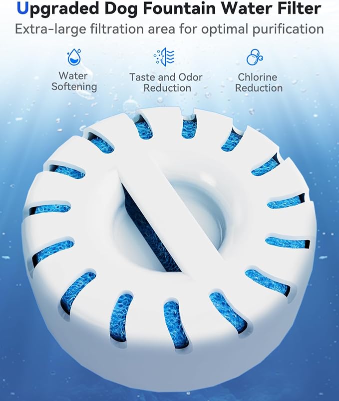 Replacement Water Filters for Dog Water Fountain for Large Dogs, BPA-Free, Compatible with IAD Stainless Steel Large Dog Water Fountain, 2 Month Filter Supply, 4-Pack