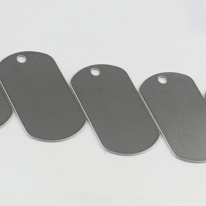 Tinsow 100PCS Blank Bulk Dog Tags for Stamping Engraving Shiny Stainless Steel Military Rolled Edge Backing Dog Tags for Doggies Engraved