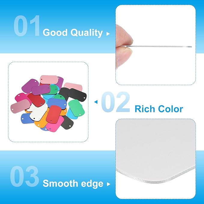 MECCANIXITY Blank Dog Tags Rectangle Blank Aluminum Blank Keychains Laser Engraving Blanks ID Name Tag Metal Personalized Pet Tags for DIY Crafts Silver, 300 Pack