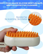 Luxelle Cat Steam Brush for Shedding – 4 in 1 Orange Pet Grooming Brush with Spray, Hair Removal, Massage & Cleaning – Anti-Static Defur Comb for Long & Short Haired Cats and Dogs
