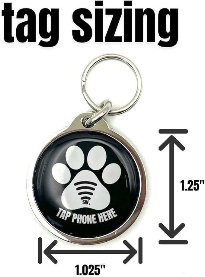 Waterproof NFC & QR Code Smart Pet ID Tag, Free Modifiable Digital Profile, No Subscriptions, No Apps Needed, Compatible with Smartphones. (White)