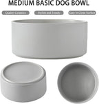 6'' Ceramic Dog Bowl - 30Oz Classic Dogs Food & Water Bowl for Small and Medium Breed Dogs, Heavy Duty Non-Slip Dog Dishes, Food Grade Stoneware Pet Bowl, Dishwasher & Microwave Safe, Grey