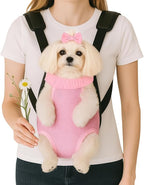 Dog Backpack Carrier, Thick Straps & Cushion, Pet Sling Front Backpacks for Small Medium Dogs 4-7 Lbs, Legs Out, Adjustable Wearable Puppy Chest Travel Bag, Easy-Fit for Hiking/Walking/Camping