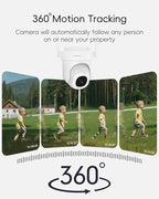 ZUMIMALL 3MP Security Camera Outdoor - 360° PTZ Auto Tracking | 24/7 Recording Wired Power, 2.4G/5G Wireless WiFi | Motion & Noise Detection, Color Night Vision, 2-Way Audio | Compatible with Alexa