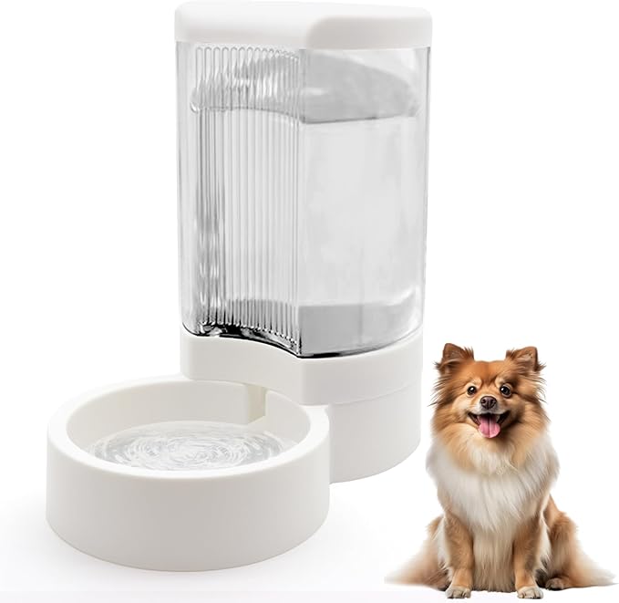Pet Water Dispenser, Gravity Automatic Dog Water Bowl & Cat Water Dispenser, 4L Cat Dog Waterer Station, Self Water Dish Without Electricity Auto Water for Cats Dogs Bunny