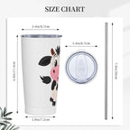 Dujiea 20oz Tumbler With Lid And Straw, Cute Cartoon Milk Cow Vacuum Insulated Iced Coffee Mug Reusable Travel Cup Stainless Steel Water Bottle