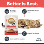 Because it's Better Pate Complete Meal, Turf & Surf Recipe, 2.6 oz Pouches, Wet Cat Food, 12 Count