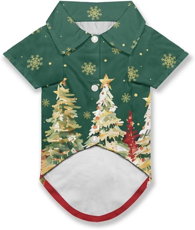 Christmas Tree Dog Shirts for Large Dogs Girl Boys Cat Clothes Shirt Soft Birthday Puppy Shirt Yorkies Chihuahua Outfits Costume Apparel Christmas Party Clothing Collar for Outdoor Playing