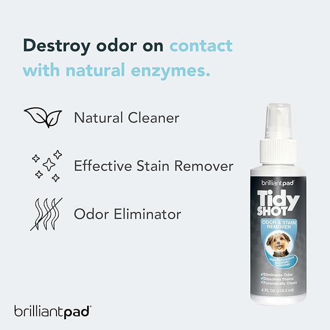 BrilliantPad Puppy Training Spray Kit | No Chew Deterrent, Pet Stain Remover & Odor Eliminator, Natural Attractant & Repellent | Stop Biting, Enzyme Cleaner for Dog & Cat Pee | 3 Bottles, 4oz Each