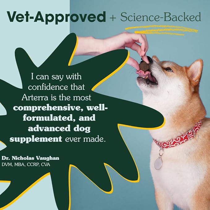 Arterra Longevity Multivitamin for Dogs – 50% Active Ingredients – Vet-Formulated Daily Soft Chews for Gut, Brain, Joint & Immune Health – Human-Grade Supplement | 120 Count