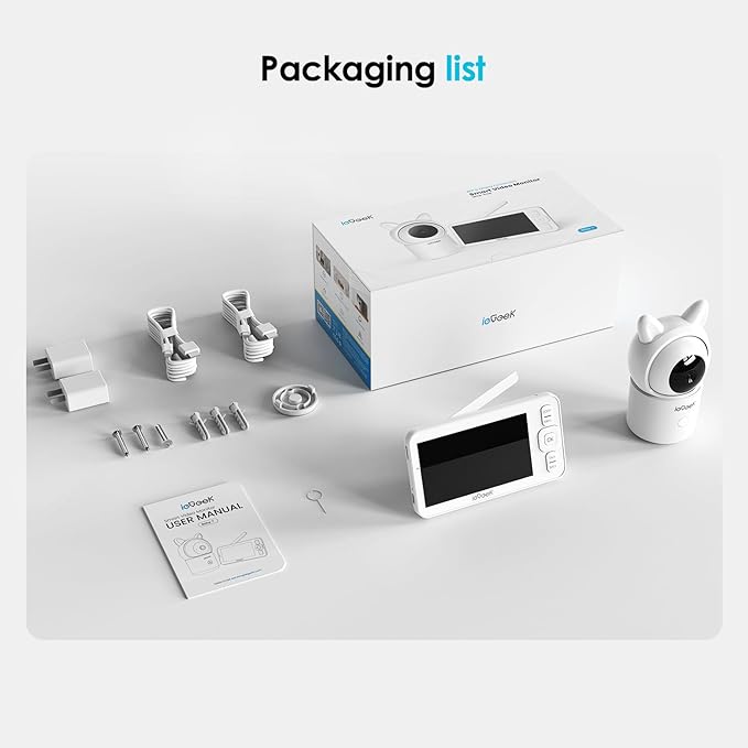 ieGeek Baby Monitor with Camera and Audio, 5" Large HD Display(No WiFi) & 1080P Camera & Free Smart App(WiFi), Upgraded Night Vision/PTZ/2-Way Audio/Auto Tracking Detection Notification and Alert