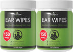 NOVEHA - Dog Ear Cleaner Wipes, Daily Ear Cleaner for Dogs & Cats - Stop Ear Itching with Aloe, Eucalyptus & Witch Hazel Ear Wipes for Dogs - for Odor Control, Dirt and Wax Removal, Unscented (300 Ct)