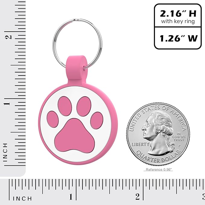 Personalized Dog Tag, Laser Engraving QR Code, Silicone Dog ID Tag, Pet Online Profile, Scan QR Code Send Location, Collar Harness Accessories (Medium to Large Breeds - 1.25", Rose)