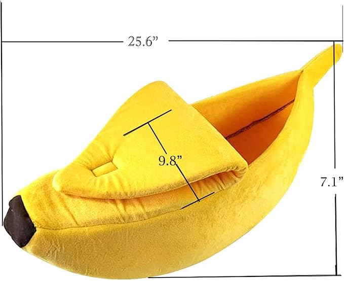 SEIS Winter Cat Banana Bed Dog House Warm Boat Pet Sleep Nest Cotton Cushion Coral Fleece Dog Pad Cat Mat (L)