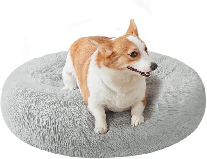 Dog Bed for Small Medium Large Dogs, 27 inch Calming Dogs Bed, Washable-Round Cozy Soft Pet Bed for Puppy and Kitten with Slip-Resistant Bottom