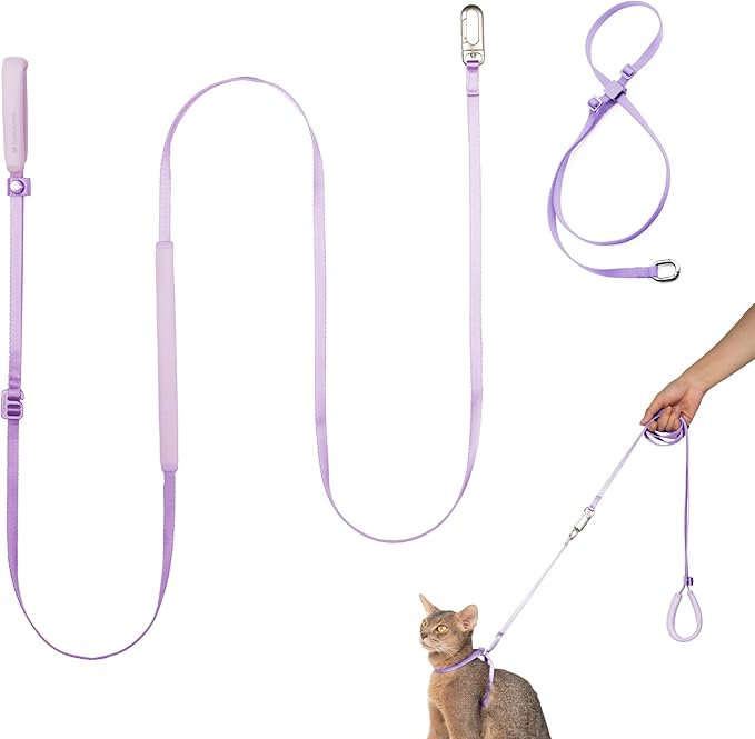 Monet Purple Cat Harness and Leash Set, Lightweight Escape Proof, Adjustable for Kitten to Large Cats, Walking Training