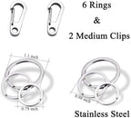 IVIA Dog Tag Clips / 2 Pack/Multiple Size 304 Stainless Steel Quick Clip with Rings/Easy Change Dog Cat ID Tag Holder for Small pet Collars and Harnesses.(2 Medium Silver)