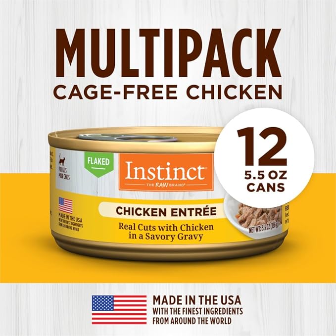 Instinct Flaked Entrée Wet Canned Cat Food - Chicken, 5.5 oz. Cans (Pack of 12)