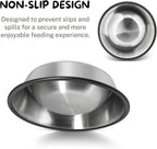 Flexzion Stainless Steel Dog Bowl No Mess Non Spill Dog Water Bowl Rubber Base Dog Bowls for Medium Sized Dog, Food and Water Dish, Pet Food Holder, 22 cm