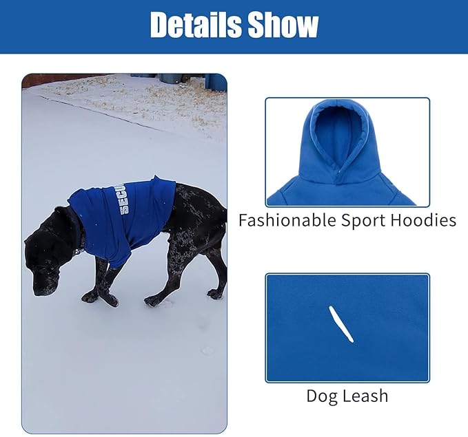 BINGPET Security Dog Hoodies Puppy Sweater Cold Weather Dog Coats Soft Brushed Fleece Pet Clothes Hooded Sweatshirt for Dog Cat