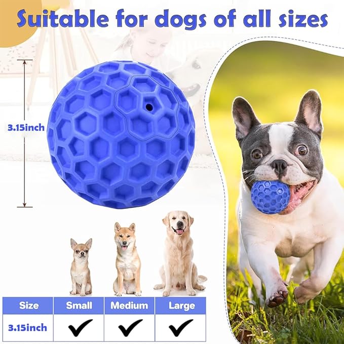 Indestructible Squeaky Dog Ball, Large/Medium Dog Aggressive Chewing,Interactive Dog Toy Relieves Anxiety, Cleans Teeth,Outdoor Waterproof