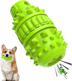 PIFFZEDO Dog Toys for Aggressive Chewers,Interactive Natural Rubber Chew & Squeaky Toy for Medium Breed Only(Not for Small Dog),Dog Toothbrush,Tough & Durable (Green,Medium)