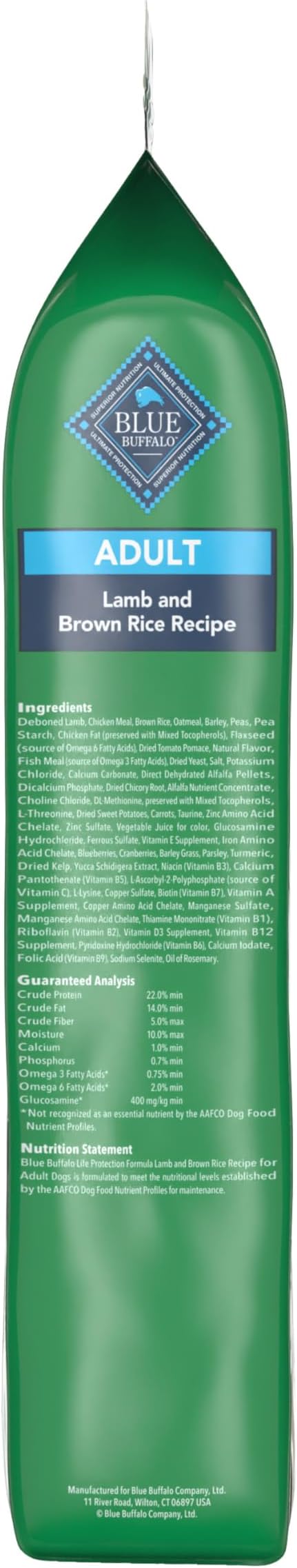 Blue Buffalo Life Protection Formula Natural Adult Dry Dog Food, Lamb and Brown Rice 15-lb