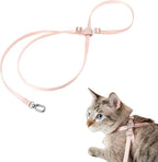 Cat Harness Escape-Proof Anti-Choking Adjustable Nylon Harness Lightweight with Anodized Aluminum Buckle, Ideal for Cats Outdoor Walking and Training, IDA Award (Blush Pink, L (21.7"))