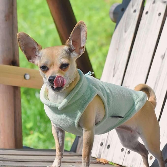 JACKO & CO - Fleece Vest Sweater with Leash Ring - Soft Lightweight Breathable for Puppies Small Medium Dogs, Kitten, Cats, Chihuahua - Warm for Fall/Autumn/Winter (Mint Green, Medium 6-10lbs)