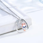 Black Cat/Fox/Owl/Panda/Butterfly/Cat/Dog Paw Print/Mushroom for Women Sterling Silver Animal Pendant Necklace Jewelry Christmas Birthday Gifts for Couples Sisters