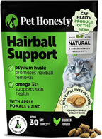 Cat Hairball Support Crunchy & Creamy Chews, Hairball Remedy Treats, Cat Furball Treatment, Supports Skin & Coat, Vitamins for Digestion, Chicken (30-Day Supply)