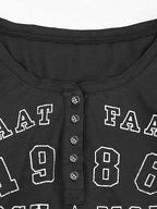 Xineicy Women's Y2K Long Sleeve Henley Tops Casual T-Shirts for Women Slim Fit Vintage Graphic Crop Tops