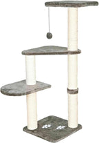 TRIXIE Altea Cat Tree, Tall Scratching Posts, 3 Elevated Platforms, Dangling Cat Toy, Cat Playground, Platinum Gray