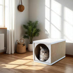 Cat Scratcher Tunnel, Cardboard cat House, Scratching Post for Indoor Cats, 360 Degree Comfort, Durable Design, Odor-Free, Easy Assembly, Perfect for Playful Kittens and Adult Cats, White