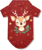 Christmas Reindeer Dog Shirts for Large Dogs Girl Boy Puppy Button Up Tee Breathable Cool Clothes Beach Seaside Puppy Sweatshirt Kitten Soft Pet T-Shirt Fall Outfits for Chihuahua Yorkies
