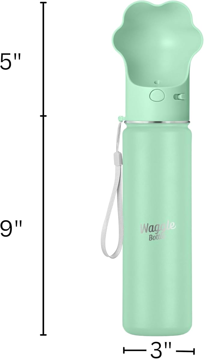 Stainless Steel Dog Travel Water Bottle, Vacuum Insulated Portable Dog Water Dispenser, Large Bottle with Drink Cup On The Go, Outdoor Walking, Hiking, Travel (Mint, 22oz)